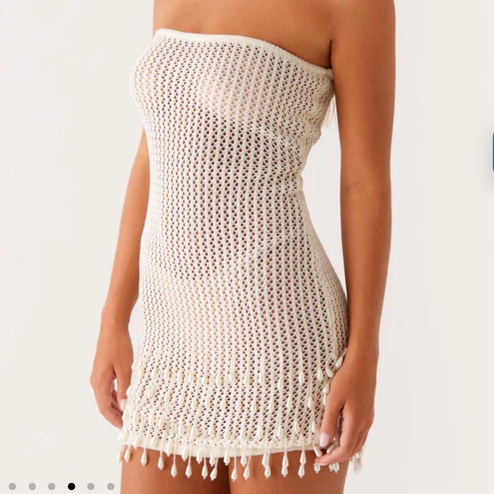 Ivory Crochet Mini Beach Coverup Dress